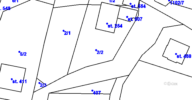 Parcela st. 2/2 v KÚ Červené Janovice, Katastrální mapa