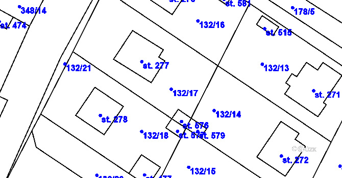 Parcela st. 132/17 v KÚ Červené Janovice, Katastrální mapa