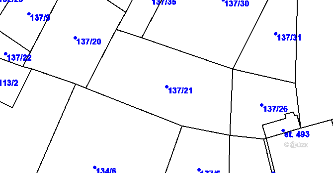 Parcela st. 137/21 v KÚ Červené Janovice, Katastrální mapa