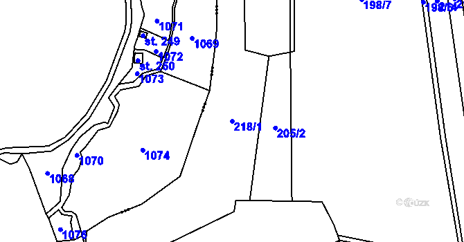 Parcela st. 218/1 v KÚ Červené Janovice, Katastrální mapa