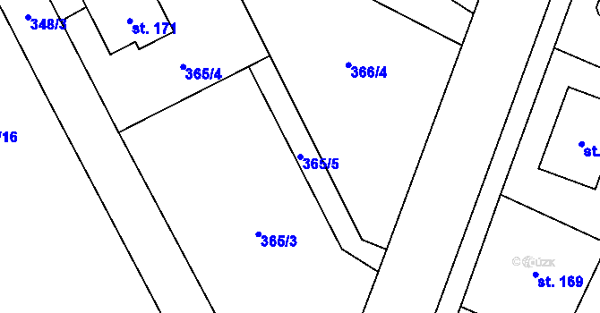Parcela st. 365/5 v KÚ Červené Janovice, Katastrální mapa