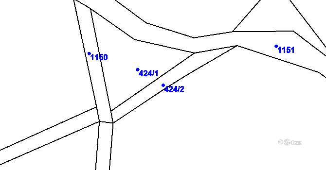 Parcela st. 424/2 v KÚ Červené Janovice, Katastrální mapa
