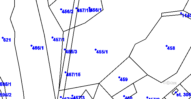 Parcela st. 455/1 v KÚ Červené Janovice, Katastrální mapa