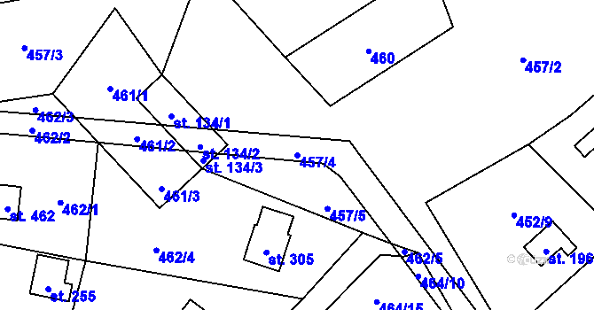 Parcela st. 457/4 v KÚ Červené Janovice, Katastrální mapa