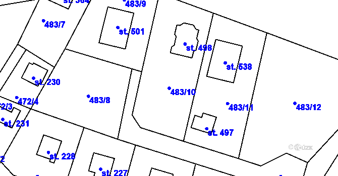 Parcela st. 483/10 v KÚ Červené Janovice, Katastrální mapa
