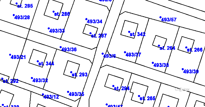 Parcela st. 493/6 v KÚ Červené Janovice, Katastrální mapa