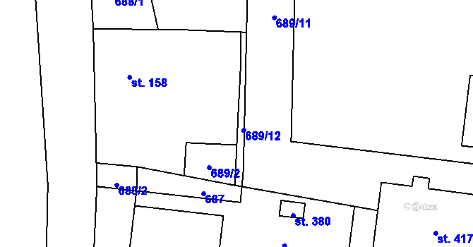 Parcela st. 689/6 v KÚ Červené Janovice, Katastrální mapa