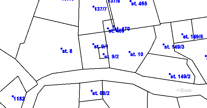 Parcela st. 9/2 v KÚ Červené Janovice, Katastrální mapa