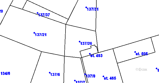 Parcela st. 137/26 v KÚ Červené Janovice, Katastrální mapa