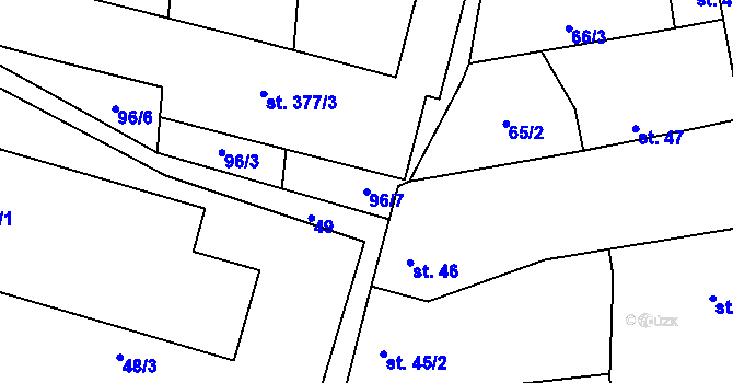 Parcela st. 96/7 v KÚ Červené Janovice, Katastrální mapa