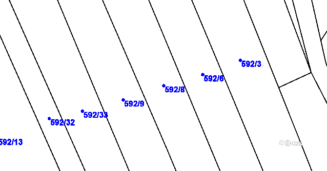 Parcela st. 592/8 v KÚ Červené Janovice, Katastrální mapa