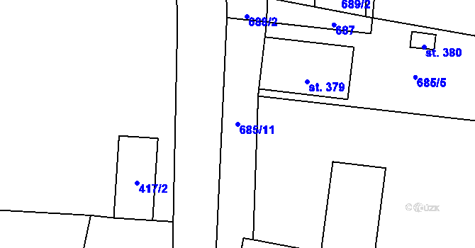 Parcela st. 685/11 v KÚ Červené Janovice, Katastrální mapa