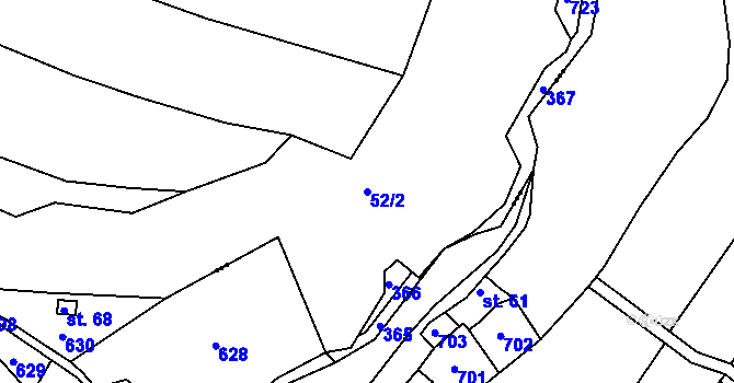 Parcela st. 52/2 v KÚ Chvalov u Červených Janovic, Katastrální mapa