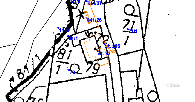 Parcela st. 72 v KÚ Opatovice I, Katastrální mapa