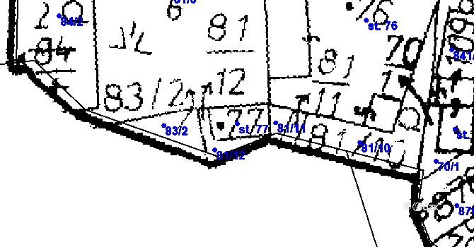 Parcela st. 77 v KÚ Opatovice I, Katastrální mapa