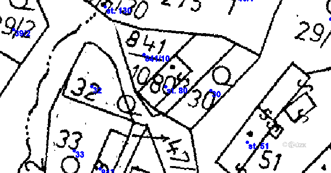 Parcela st. 80 v KÚ Opatovice I, Katastrální mapa