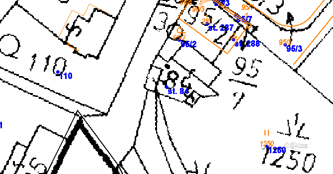 Parcela st. 84 v KÚ Opatovice I, Katastrální mapa