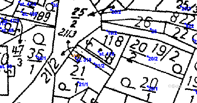Parcela st. 118 v KÚ Opatovice I, Katastrální mapa