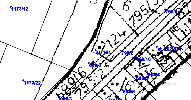Parcela st. 124 v KÚ Opatovice I, Katastrální mapa