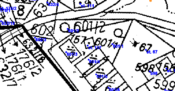 Parcela st. 157 v KÚ Opatovice I, Katastrální mapa