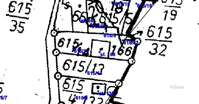 Parcela st. 166 v KÚ Opatovice I, Katastrální mapa