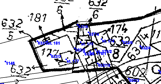 Parcela st. 175 v KÚ Opatovice I, Katastrální mapa