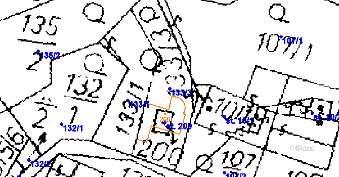 Parcela st. 133/3 v KÚ Opatovice I, Katastrální mapa