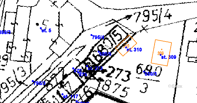 Parcela st. 680/5 v KÚ Opatovice I, Katastrální mapa