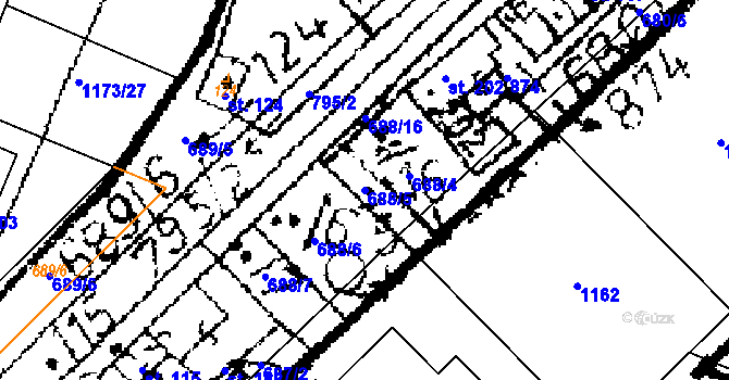 Parcela st. 688/5 v KÚ Opatovice I, Katastrální mapa