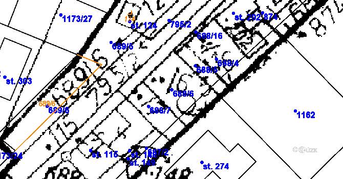 Parcela st. 688/6 v KÚ Opatovice I, Katastrální mapa