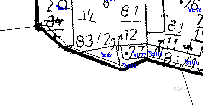 Parcela st. 83/2 v KÚ Opatovice I, Katastrální mapa