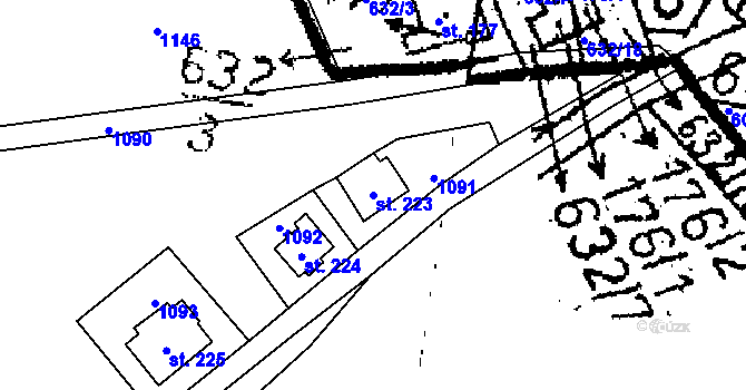 Parcela st. 223 v KÚ Opatovice I, Katastrální mapa