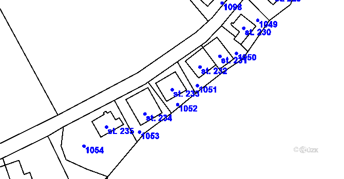 Parcela st. 233 v KÚ Opatovice I, Katastrální mapa