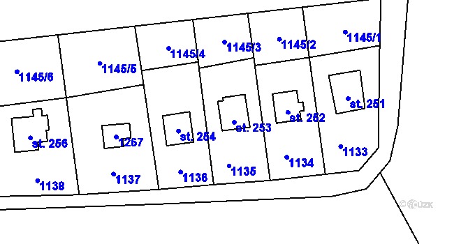 Parcela st. 253 v KÚ Opatovice I, Katastrální mapa