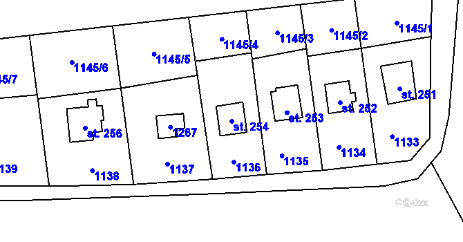 Parcela st. 254 v KÚ Opatovice I, Katastrální mapa