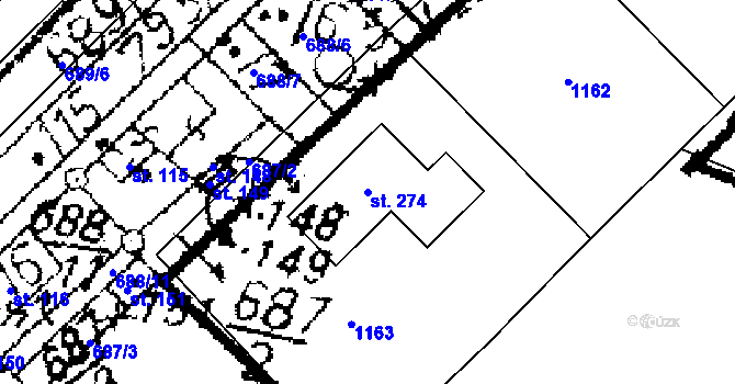 Parcela st. 274 v KÚ Opatovice I, Katastrální mapa