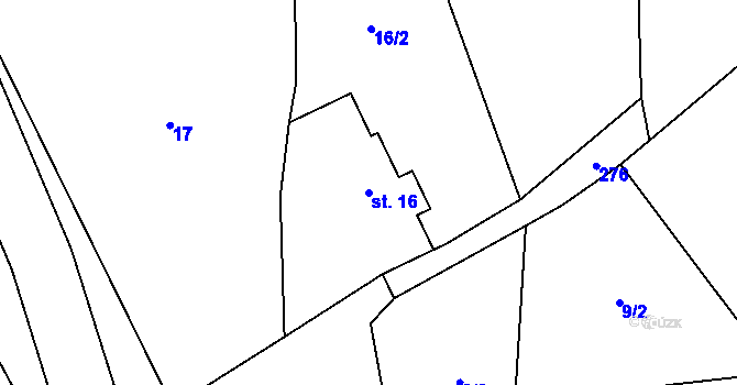 Parcela st. 16 v KÚ Víckovice, Katastrální mapa