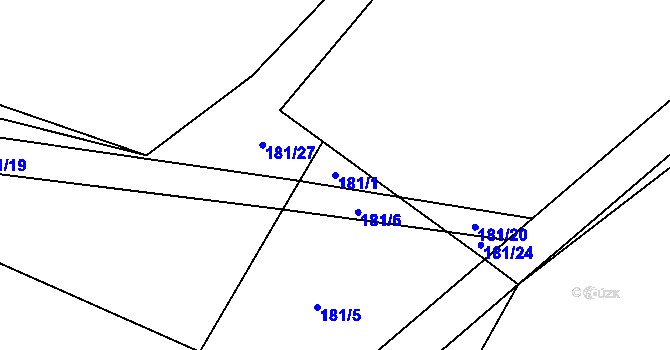 Parcela st. 181/1 v KÚ Víckovice, Katastrální mapa