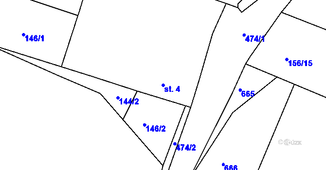 Parcela st. 4 v KÚ Vilémovice u Červených Janovic, Katastrální mapa