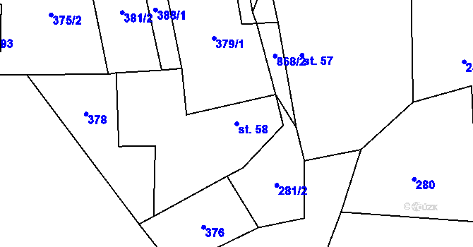 Parcela st. 58 v KÚ Zhoř u Červených Janovic, Katastrální mapa