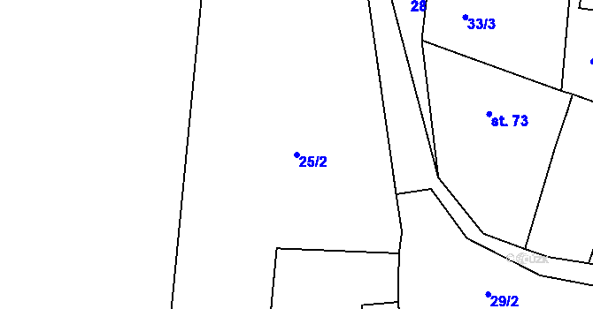 Parcela st. 25/2 v KÚ Zhoř u Červených Janovic, Katastrální mapa