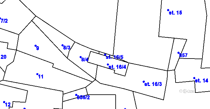 Parcela st. 16/5 v KÚ Zhoř u Červených Janovic, Katastrální mapa