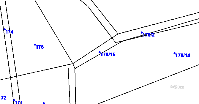 Parcela st. 178/15 v KÚ Zhoř u Červených Janovic, Katastrální mapa