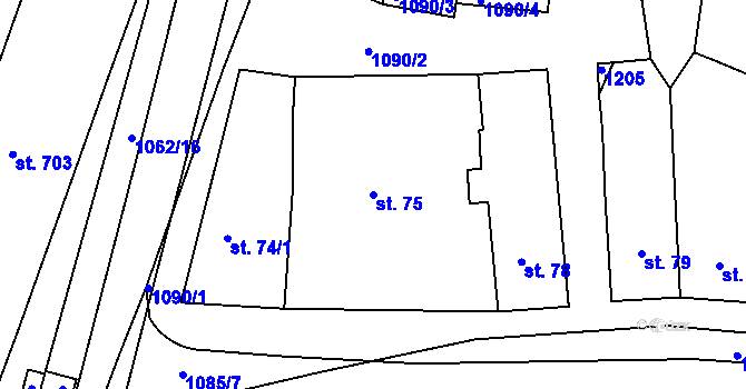 Parcela st. 75 v KÚ Červené Pečky, Katastrální mapa