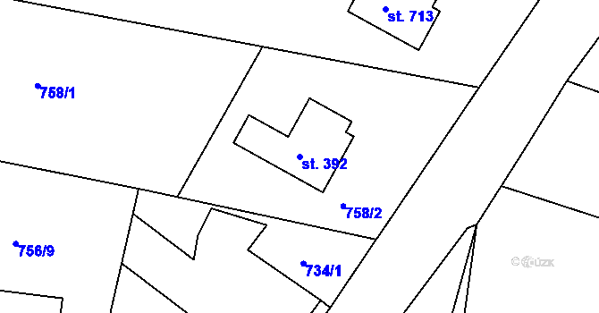 Parcela st. 392 v KÚ Červené Pečky, Katastrální mapa