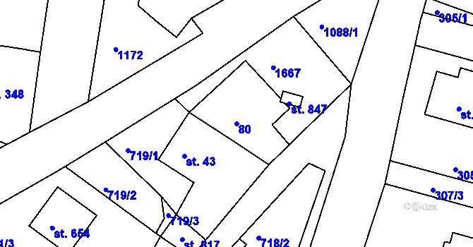 Parcela st. 80 v KÚ Červené Pečky, Katastrální mapa