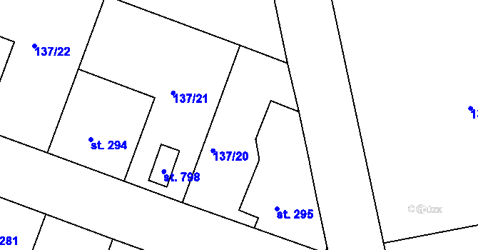 Parcela st. 137/20 v KÚ Červené Pečky, Katastrální mapa