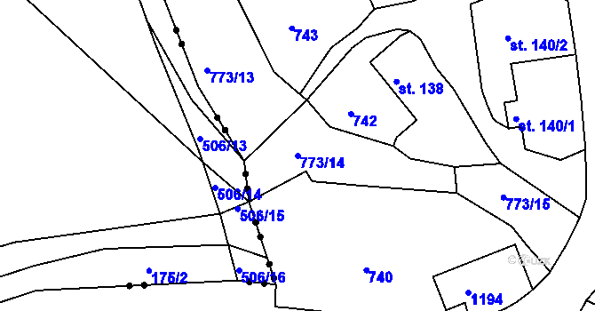 Parcela st. 773/14 v KÚ Červené Pečky, Katastrální mapa