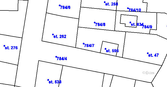 Parcela st. 784/7 v KÚ Červené Pečky, Katastrální mapa