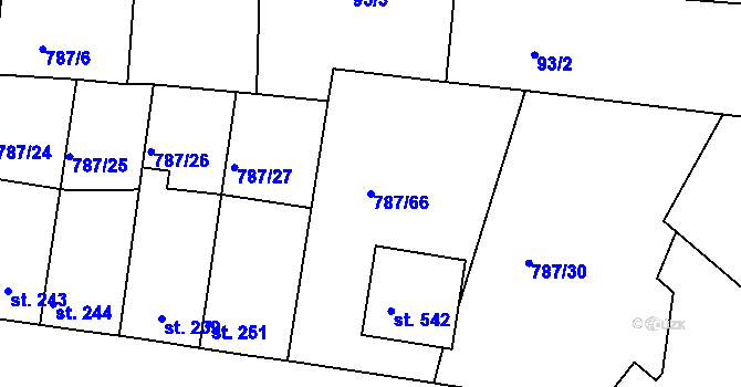 Parcela st. 787/66 v KÚ Červené Pečky, Katastrální mapa